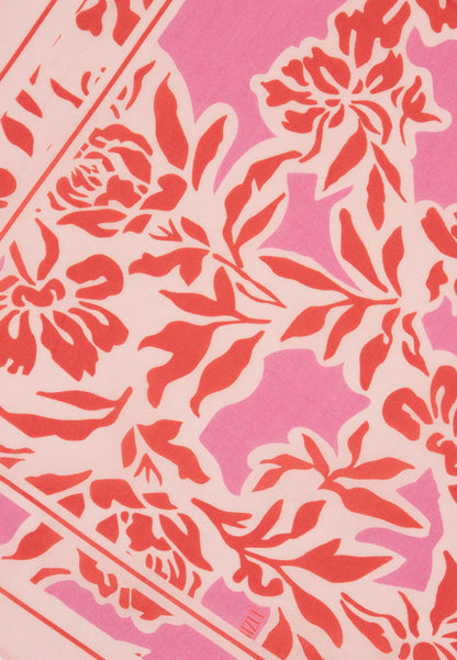 Scarf in original floral print, LUHMRA in pink