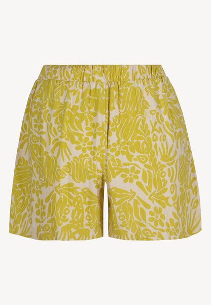 Silk shorts with high waist and original print, LAE in green