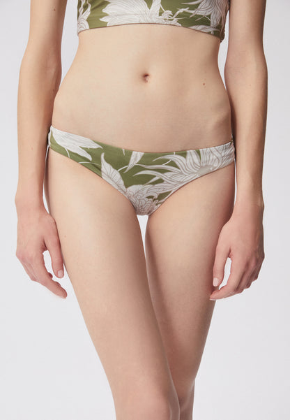 Bikini bottoms with low rise in original floral print, DIVI in green