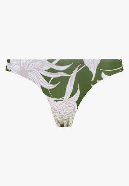 Bikini bottoms with low rise in original floral print, DIVI in green