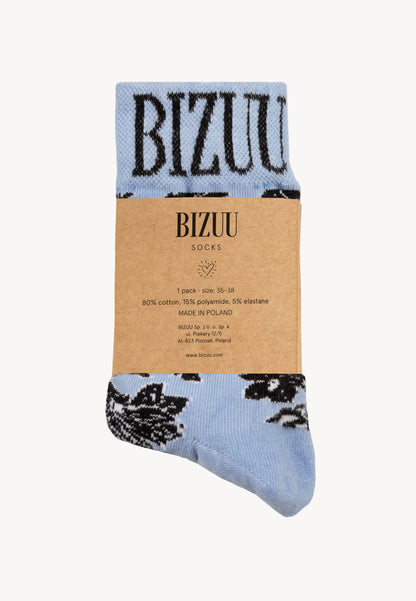 Socks with ribbed cuffs and original print SERAFIL blue