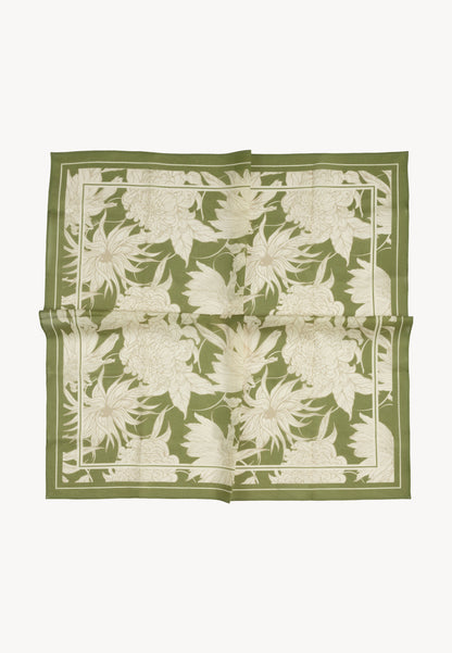 Cotton scarf in original floral print, LUHMRA in green