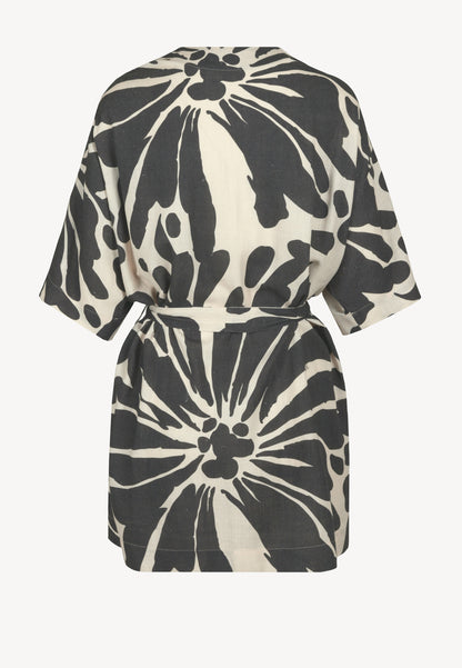 Kimono with a belt and original print, NERINE in beige