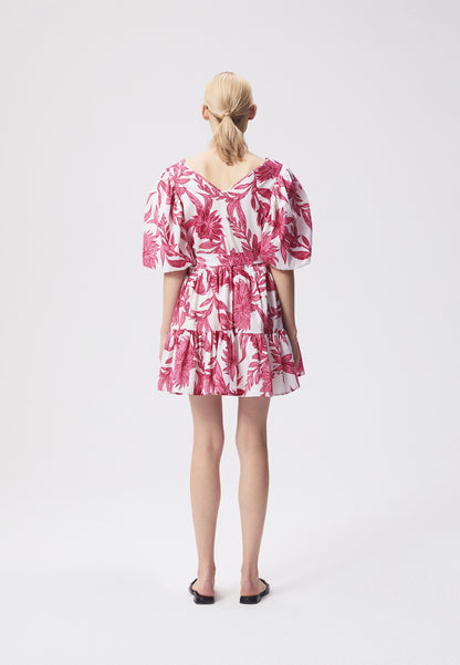 A floral mini dress with a V-neck ISOLDE white