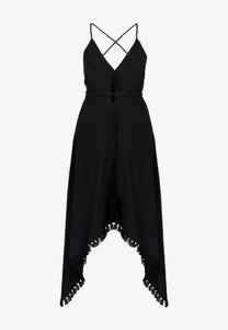 A dress with a V-neck and asymmetrical hem JUIN black