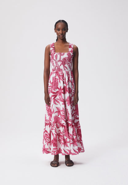 A floral maxi dress with wide straps DISA white