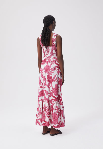 A floral maxi dress with wide straps DISA white