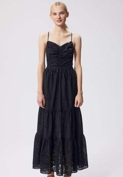 A maxi dress with broderie anglaise and cascading ruffles TAPEA black