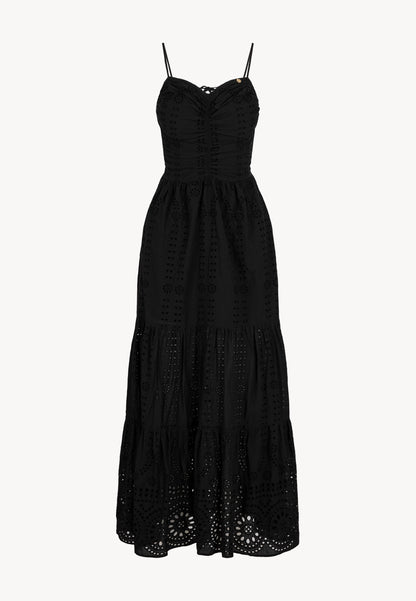 A maxi dress with broderie anglaise and cascading ruffles TAPEA black