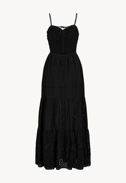 A maxi dress with broderie anglaise and cascading ruffles TAPEA black