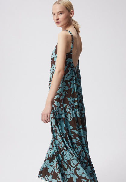 A floral maxi dress with straps KIRIBATI brown