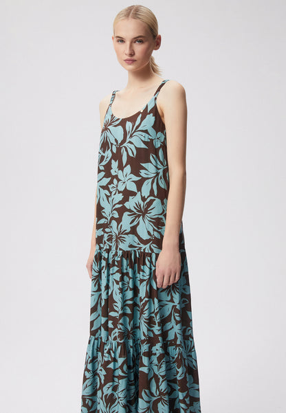 A floral maxi dress with straps KIRIBATI brown