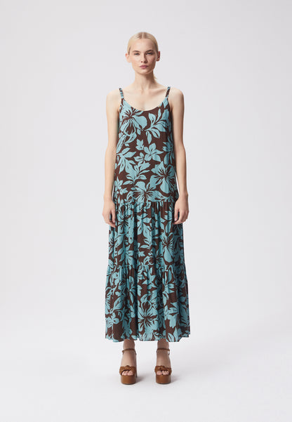 A floral maxi dress with straps KIRIBATI brown