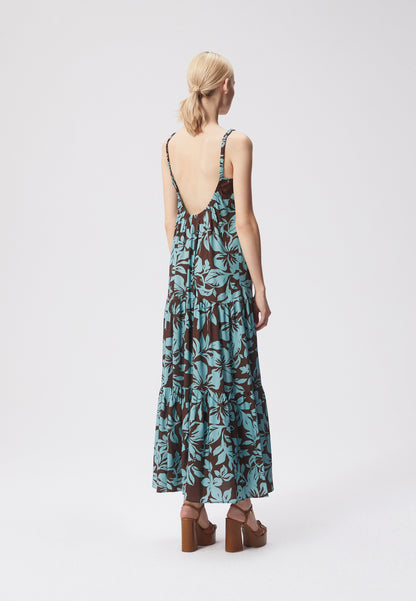 A floral maxi dress with straps KIRIBATI brown