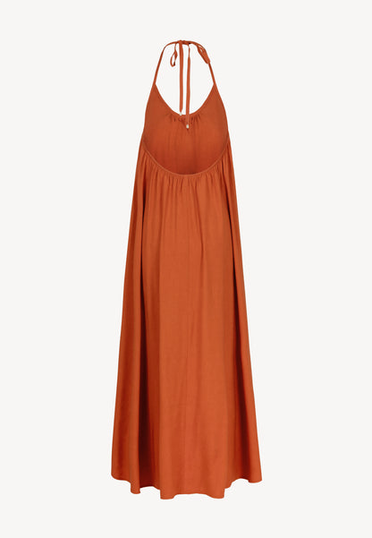 A maxi dress with an asymmetrical hem COTTIE orange