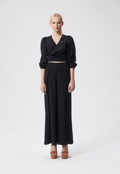 Wide-leg pants with a high waist SERAM black