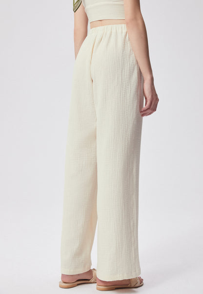 Wide-leg pants made of muslin SALI cream