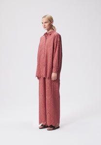 Wide-leg pants with broderie anglaise MINDORO pink