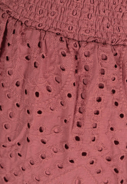 High-waisted shorts with broderie anglaise RIESCO pink