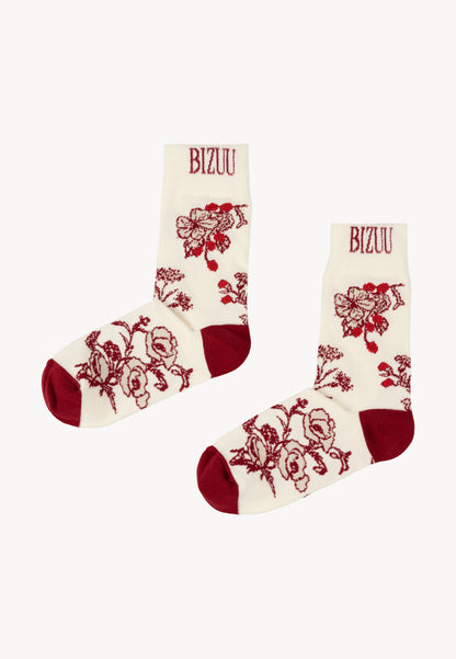 Women's socks with floral print SERAFIL white