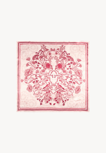 Women's silk scarf with floral print TRANNI white