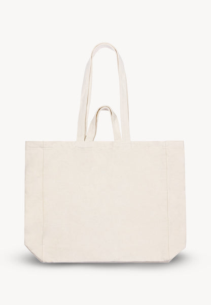 Cotton tote bag with floral print LENCIA cream