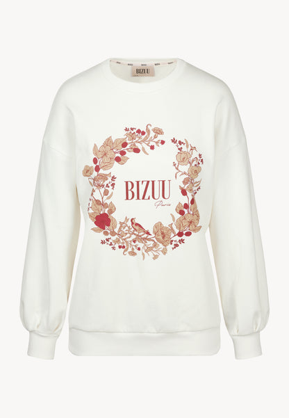 Women's cotton sweatshirt with cuffs DANNISA cream