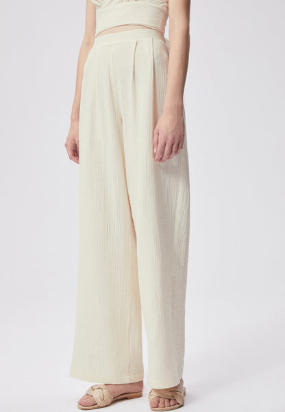 Wide-leg pants made of muslin SALI cream