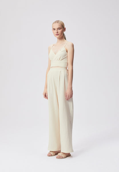 Wide-leg pants made of muslin SALI cream