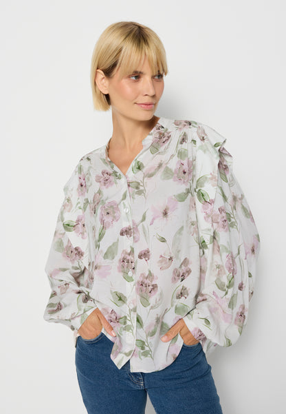 Oversized floral shirt MARBY cream