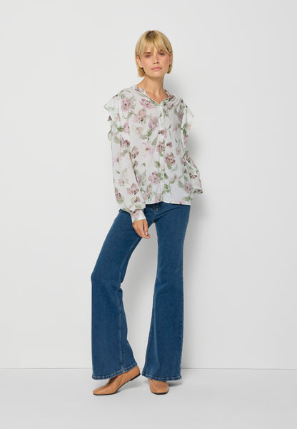 Oversized floral shirt MARBY cream