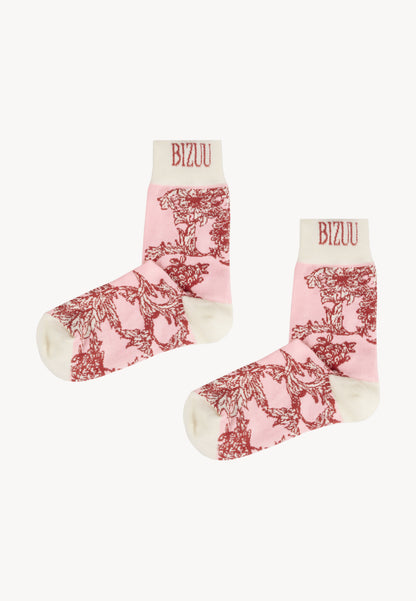 Cotton socks with floral pattern and logo on the ribbing SERAFIL multicolor