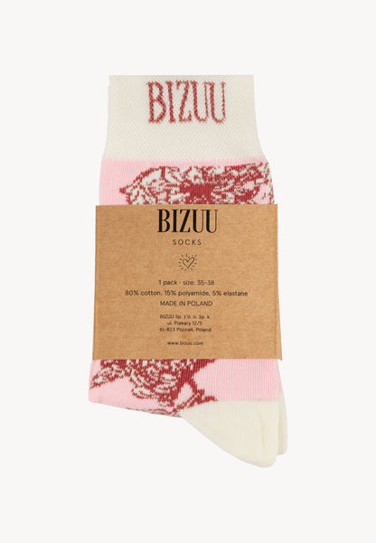 Cotton socks with floral pattern and logo on the ribbing SERAFIL multicolor