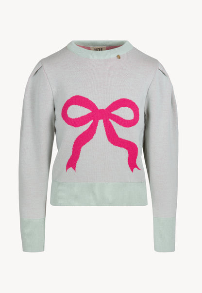 Sweater with puffed sleeves and printed bow JUICY