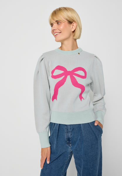 Sweater with puffed sleeves and printed bow JUICY