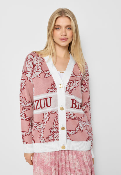 Cardigan with logo buttons FLORANA pink