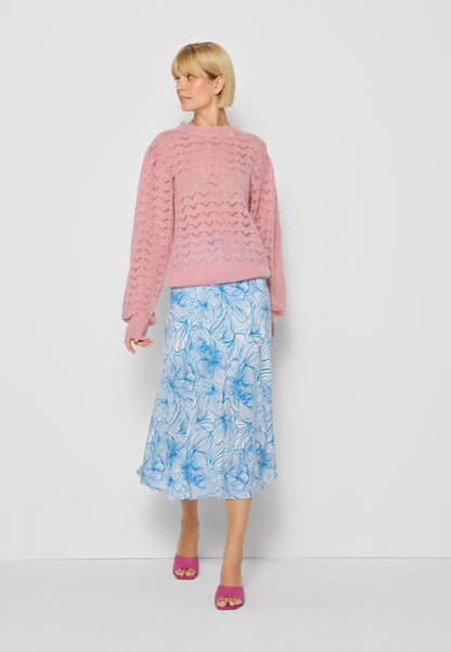 Sweater with openwork knit and ribbing HENNIX pink