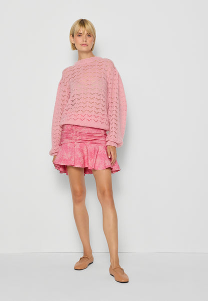 Sweater with openwork knit and ribbing HENNIX pink