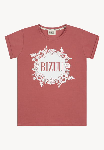 T-shirt with floral design and logo IOLA pink