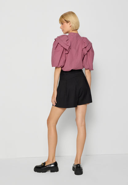 High-waisted tailored shorts with belt KANDYS black