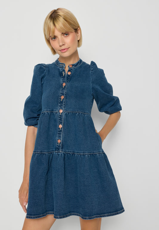 Mini denim dress with pockets DANIELLE blue