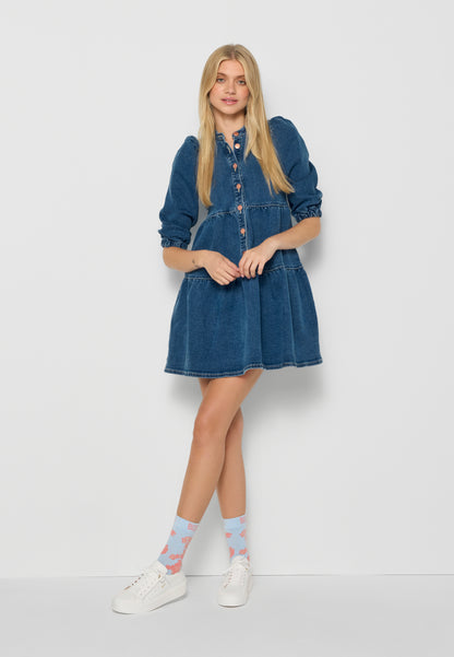 Mini denim dress with pockets DANIELLE blue