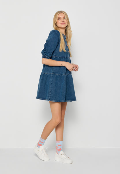 Mini denim dress with pockets DANIELLE blue