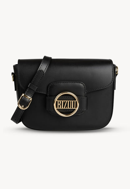 Leather bag with metal logo buckle BIZZI black