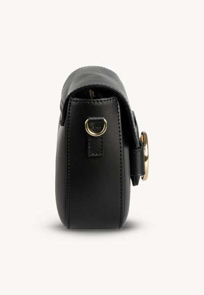 Leather bag with metal logo buckle BIZZI black