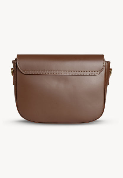 Leather bag with metal logo buckle BIZZI brown