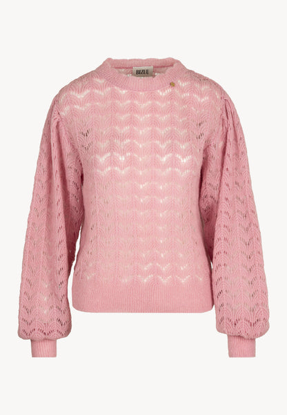 Sweater with openwork knit and ribbing HENNIX pink