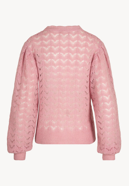 Sweater with openwork knit and ribbing HENNIX pink