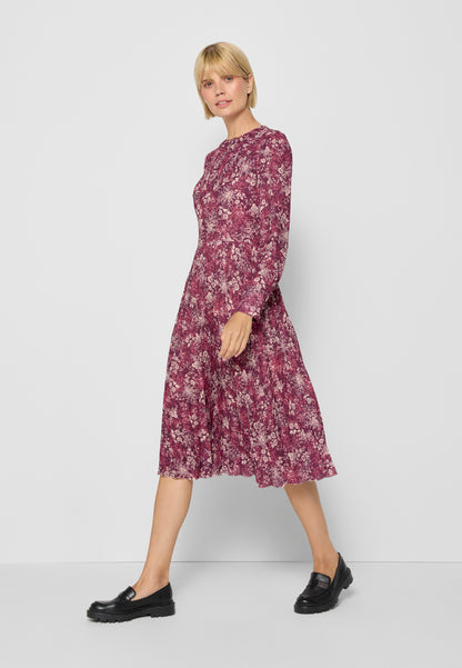 Midi dress with belt at the waist and pleated bottom NYLA