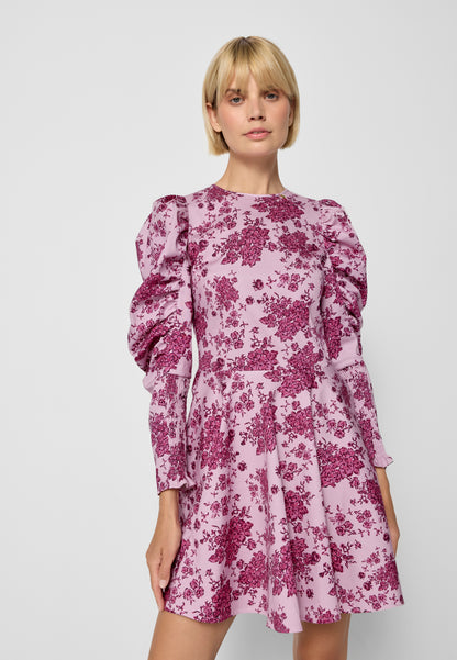 Mini dress with floral print and puffy sleeves LALI